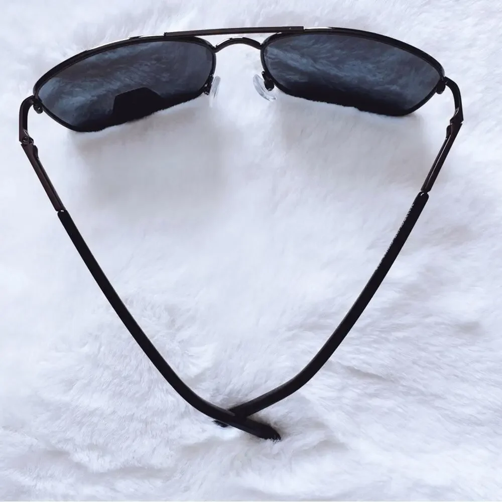 Troy Black w/ Black Rims Rectangular Polarized Sunglasses - Picture 11 of 14